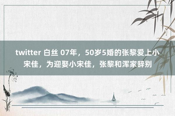 twitter 白丝 07年，50岁5婚的张黎爱上小宋佳，为迎娶小宋佳，张黎和浑家辞别