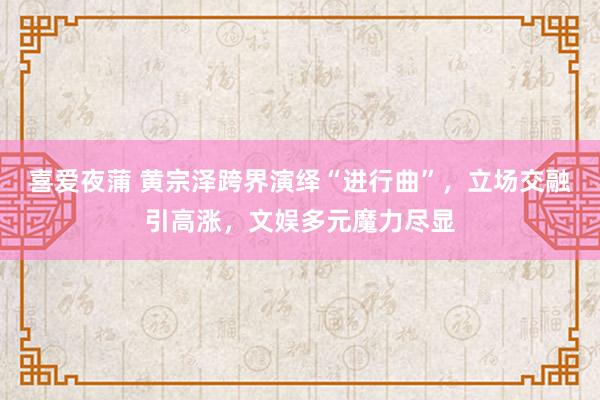 喜爱夜蒲 黄宗泽跨界演绎“进行曲”，立场交融引高涨，文娱多元魔力尽显