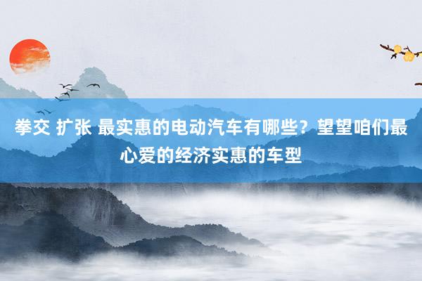 拳交 扩张 最实惠的电动汽车有哪些？望望咱们最心爱的经济实惠的车型