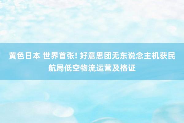 黄色日本 世界首张! 好意思团无东说念主机获民航局低空物流运营及格证