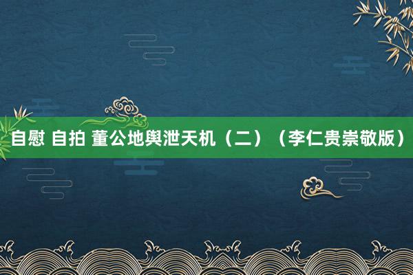 自慰 自拍 董公地舆泄天机（二）（李仁贵崇敬版）