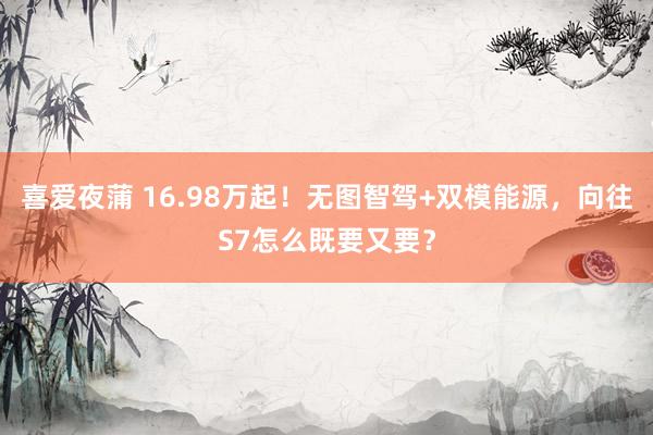 喜爱夜蒲 16.98万起！无图智驾+双模能源，向往S7怎么既要又要？